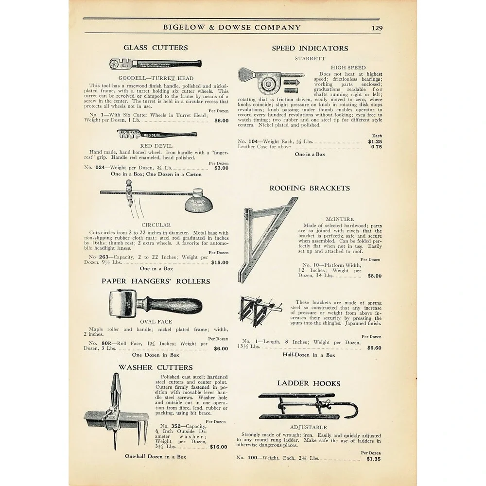 VTG Print Ad Box Hook Boston Slater Hammer Sargent Cotton Glass Cutter Red Devil